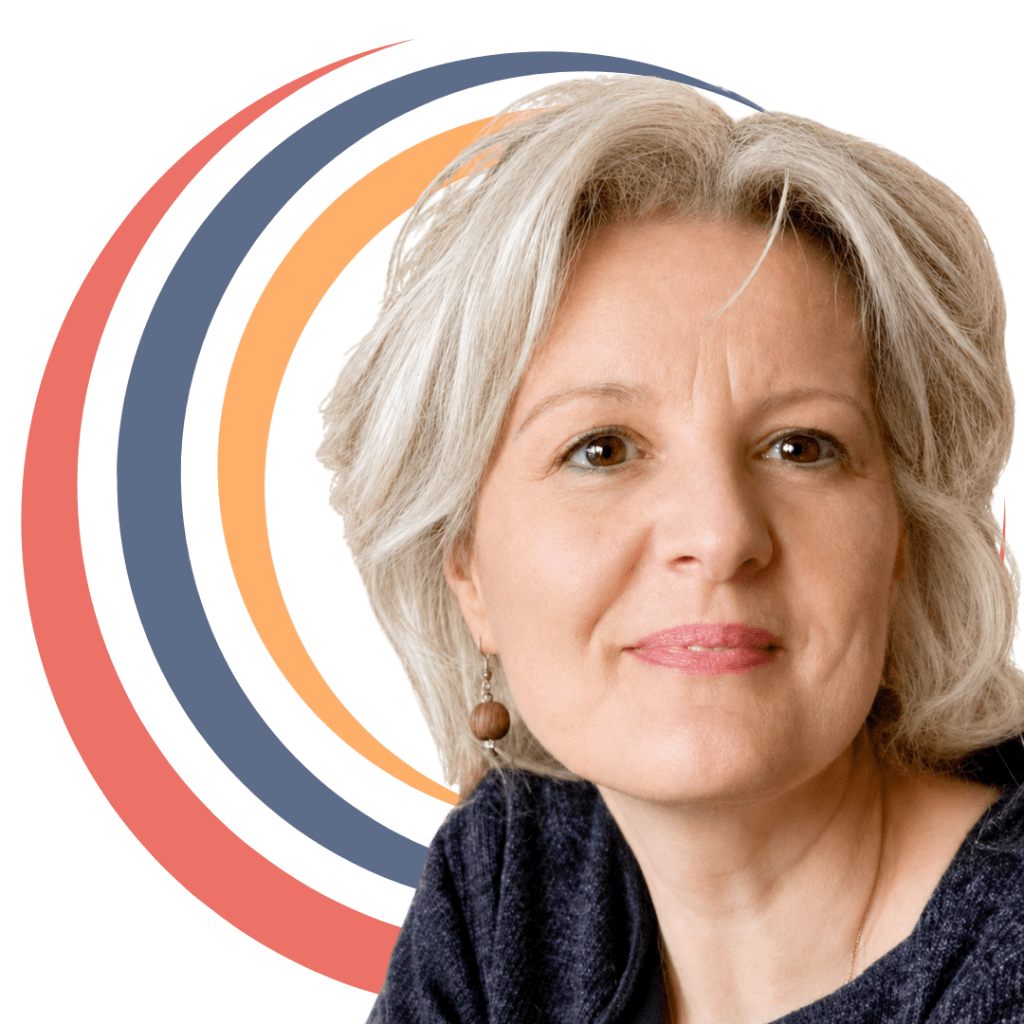 Gáborjáni Réka portréja a MenodDiéta™ életkorbarát női életrend arculati körmotívumával.